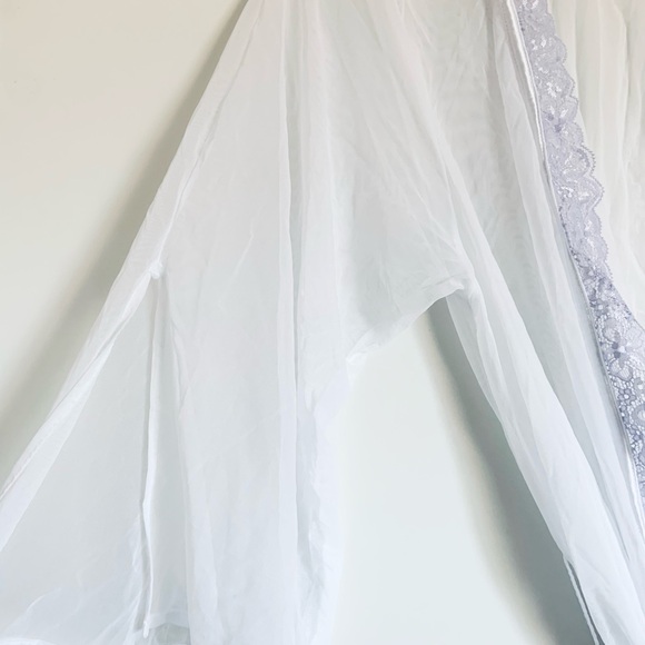 🎁 5/$25 Sale - Sheer Sleeve Robe Bridal White Romantic Wedding Sleepwear S/M NWT - Picture 10 of 12
